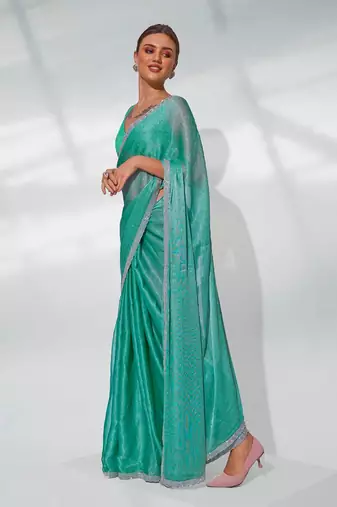 Embellished Beads And Stones Organza Saree