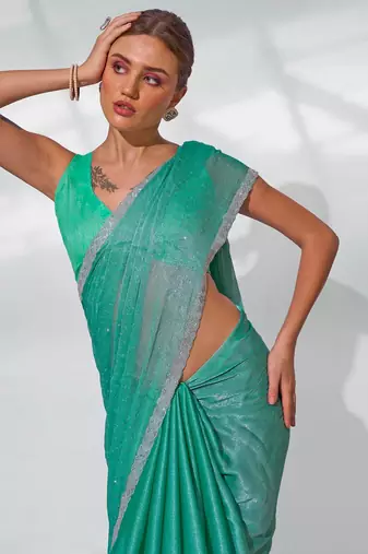 Embellished Beads And Stones Organza Saree