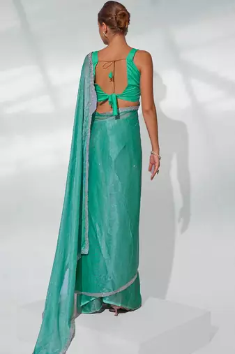 Embellished Beads And Stones Organza Saree