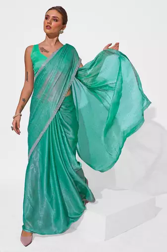 Embellished Beads And Stones Organza Saree