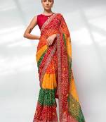 Bandhani Embellished Georgette Saree