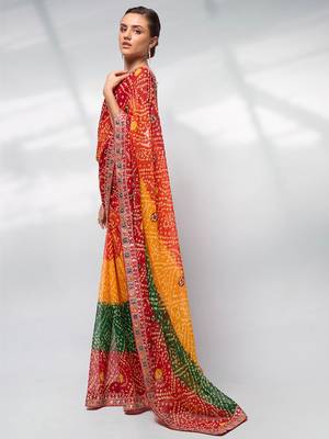 Bandhani Embellished Georgette Saree 3