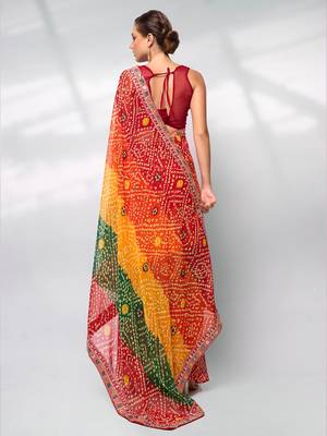 Bandhani Embellished Georgette Saree 4