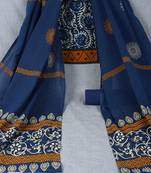 Unstitched mix-match yoke with contrast colour block printed dupatta.