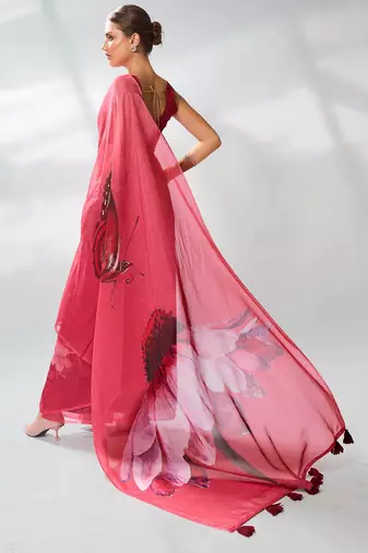 Floral Printed Organza Saree