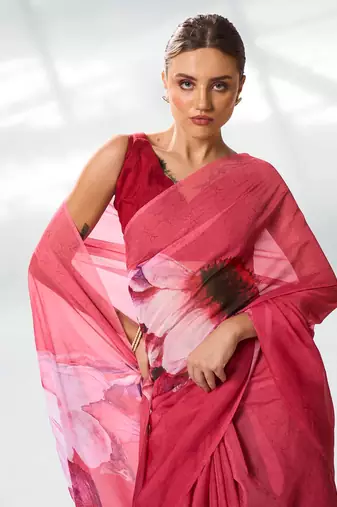 Floral Printed Organza Saree