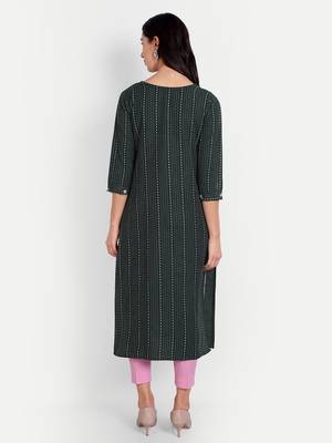 Dark green khadi cotton kurti with handwork 3