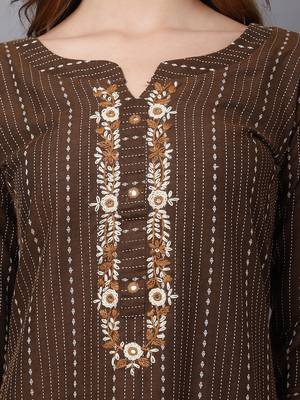 Brown cottton kurti with work 3