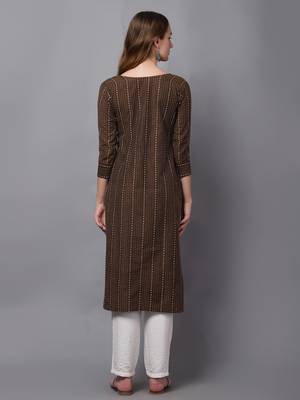 Brown cottton kurti with work 4