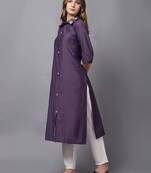 Viscose cotton purple kurti with handwork