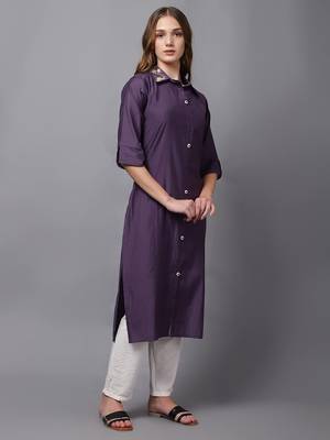 Viscose cotton purple kurti with handwork 2