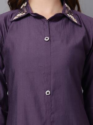 Viscose cotton purple kurti with handwork 3