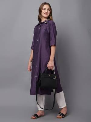 Viscose cotton purple kurti with handwork 5