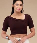 Mmore Women's Lycra Self Design Readymade Non Padded Free Size Saree Blouse