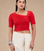 Mmore Women's Lycra Self Design Readymade Non Padded Free Size Saree Blouse