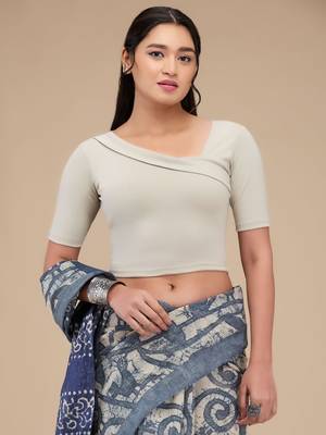 Mmore Women's Lycra Self Design Readymade Non Padded Free Size Saree Blouse 1