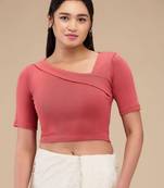 Mmore Women's Lycra Self Design Readymade Non Padded Free Size Saree Blouse