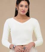 Mmore Women's Lycra Solid Readymade Non Padded Free Size Saree Blouse