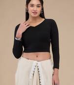 Mmore Women's Lycra Solid Readymade Non Padded Free Size upto 42 Saree Blouse