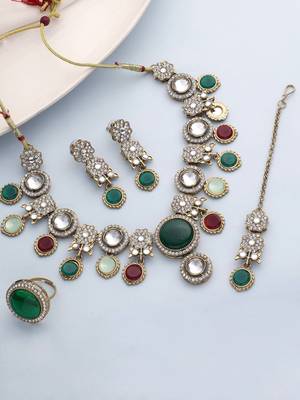 Blooming grace mehandi plated choker necklace set 1