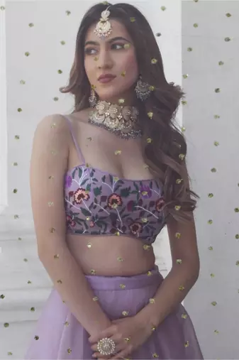 Lavender Gota Patti Work With Resham And Sequins Embroidered Organza Net Designer Lehenga Choli