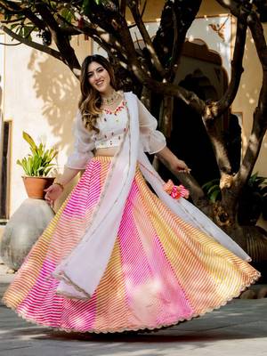 Fascinating Black Digital Print With Pearl Resham And Zari Embroidered Art-Silk Designer Lehenga Choli For Bride 1
