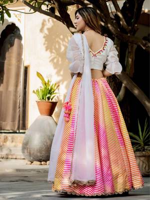 Fascinating Black Digital Print With Pearl Resham And Zari Embroidered Art-Silk Designer Lehenga Choli For Bride 4