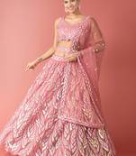  Pink Multiple Sequins And Thread Embroidered Soft Lehenga Choli 