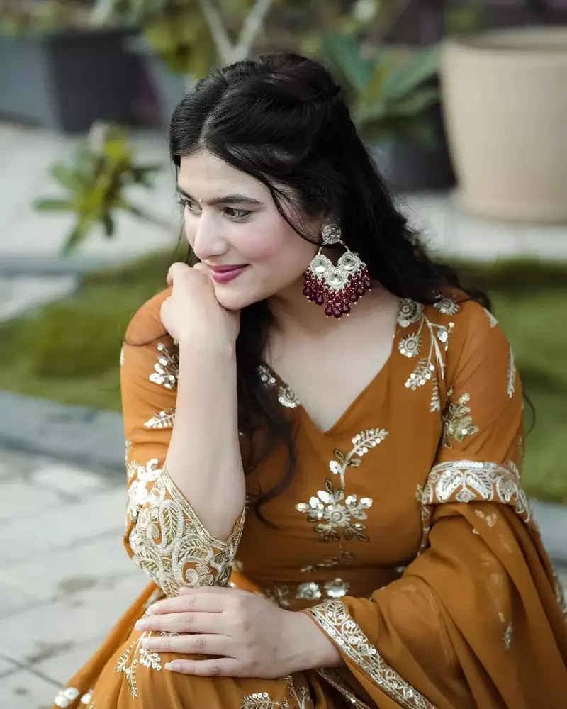 Mustard Georgette and Silk Embroidered Anarkali Salwar Suit