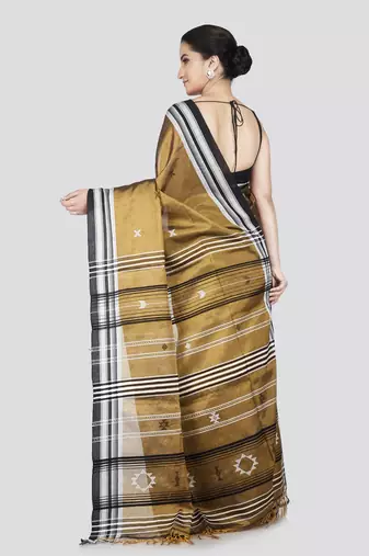 Pinkloom women's gold silk-sarees with running blouse piece