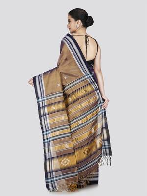 Pinkloom women's brown silk-sarees with running blouse piece 3
