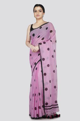 Pinkloom women's violet cotton-sarees without blouse piece