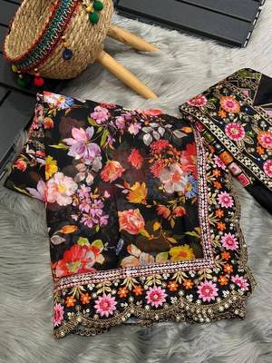 Print Designer Party Wear Work Saree  6