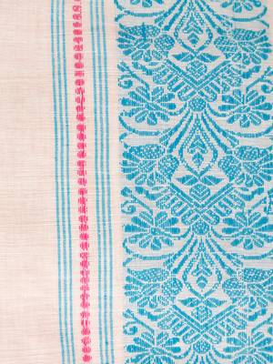 Pinkloom women's beige cotton-sarees with running blouse piece 4
