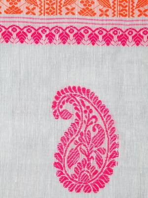 Pinkloom women's grey cotton-sarees with running blouse piece 4