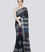 Pinkloom women's multicolor linen-saree with running blouse piece