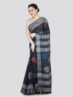 Pinkloom women's multicolor linen-saree with running blouse piece 2