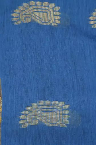 Pinkloom women's blue cotton-silk-sarees with running blouse piece