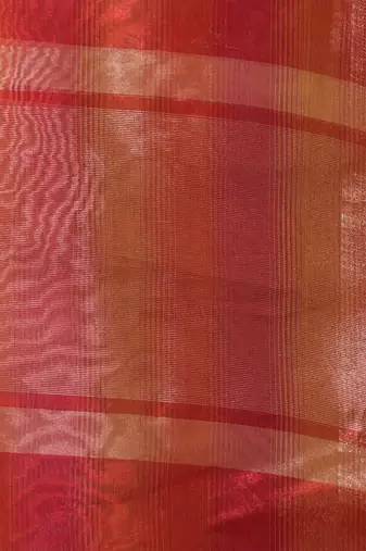 Red dual-tone tissue saree with zari borders
