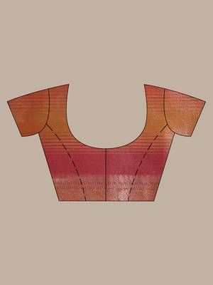 Red dual-tone tissue saree with zari borders 5