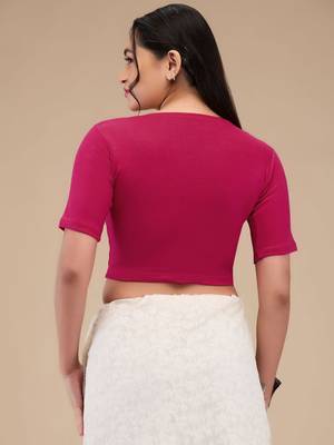 Mmore Women's Lycra Self Design Readymade Non Padded Free Size Saree Blouse 2