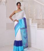 Off white matka soft saree with resham pallu