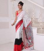 Off white matka soft saree with resham pallu