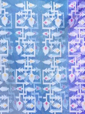 Sky blue muslin saree with jamdani designs 4