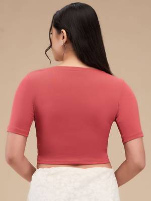 Mmore Women's Lycra Self Design Readymade Non Padded Free Size Saree Blouse 2