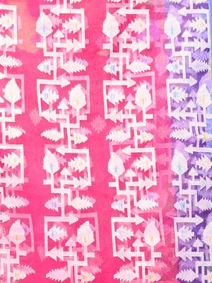 Fuchsia muslin saree with jamdani designs 4