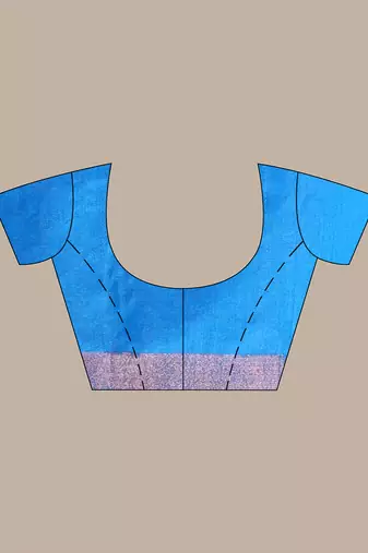 All over zari weaving sky blue cotton saree with zari borders