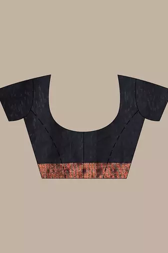All over zari weaving black cotton saree with zari borders