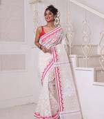 Off white cotton handwoven jamdani saree