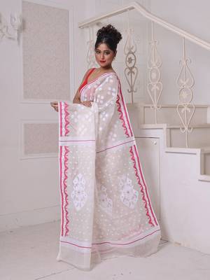 Off white cotton handwoven jamdani saree 2
